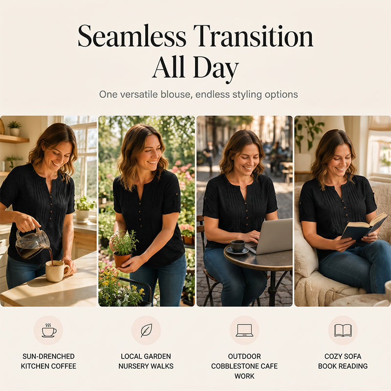 🎉 2026 Sale — Over 47,000 Sold! 👚 V-Neck Pleated Blouse – Graceful ✨