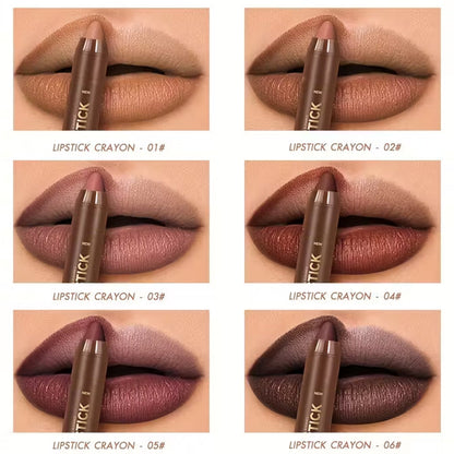 💄 Long-Lasting Matte Lip Crayon for Women – 2-in-1 Liner & Lipstick – Hydrating, Non-Drying & Precision Triangular Tip – 6 Colors ✨