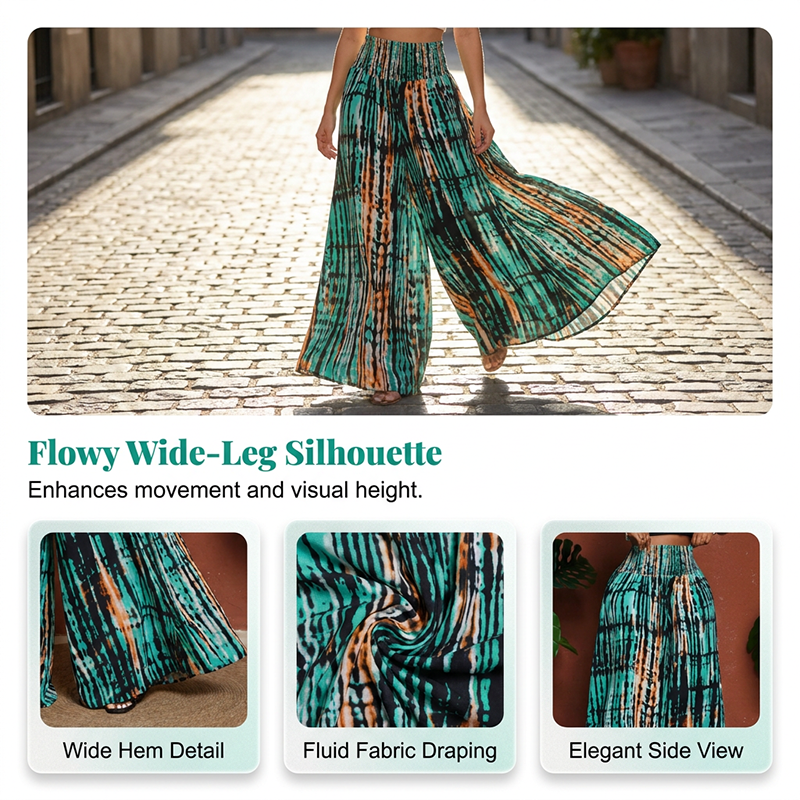 🎉 2026 Sale — Over 83,000 Sold!💞 Women's Smocked High-Waist Wide-Leg Trousers – Effortless Elegance 🌿