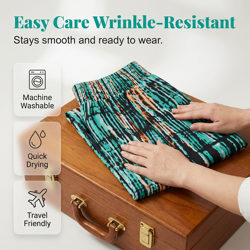 🎉 2026 Sale — Over 83,000 Sold!💞 Women's Smocked High-Waist Wide-Leg Trousers – Effortless Elegance 🌿