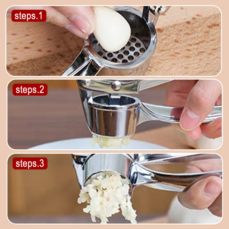 ⏰Garlic Press Masher – Crush Garlic Fast Without Sticky Hands