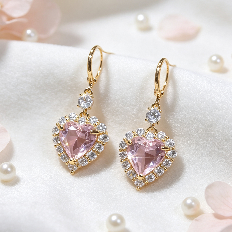🎉 2026 Sale — Over 45,000 Sold!💎Sparkling Heart-Shaped Drop Earrings – Rhinestone, Gold Tone 💕