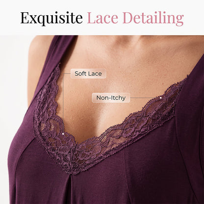 Women's Lace V-Neck Nightdress Loose Modal Slip Sleepwear