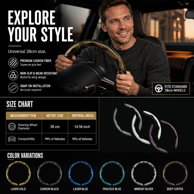 📢📢50% OFF !! ⏰Universal Carbon Fiber Steering Wheel Cover