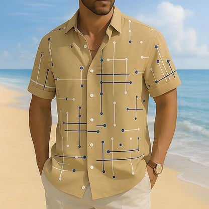 🎉 2026 Sale — Over 21,000 Sold! 💞 Men's Geometric Print Relaxed-Fit Button-Down Shirt