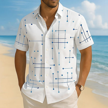 🎉 2026 Sale — Over 21,000 Sold! 💞 Men's Geometric Print Relaxed-Fit Button-Down Shirt