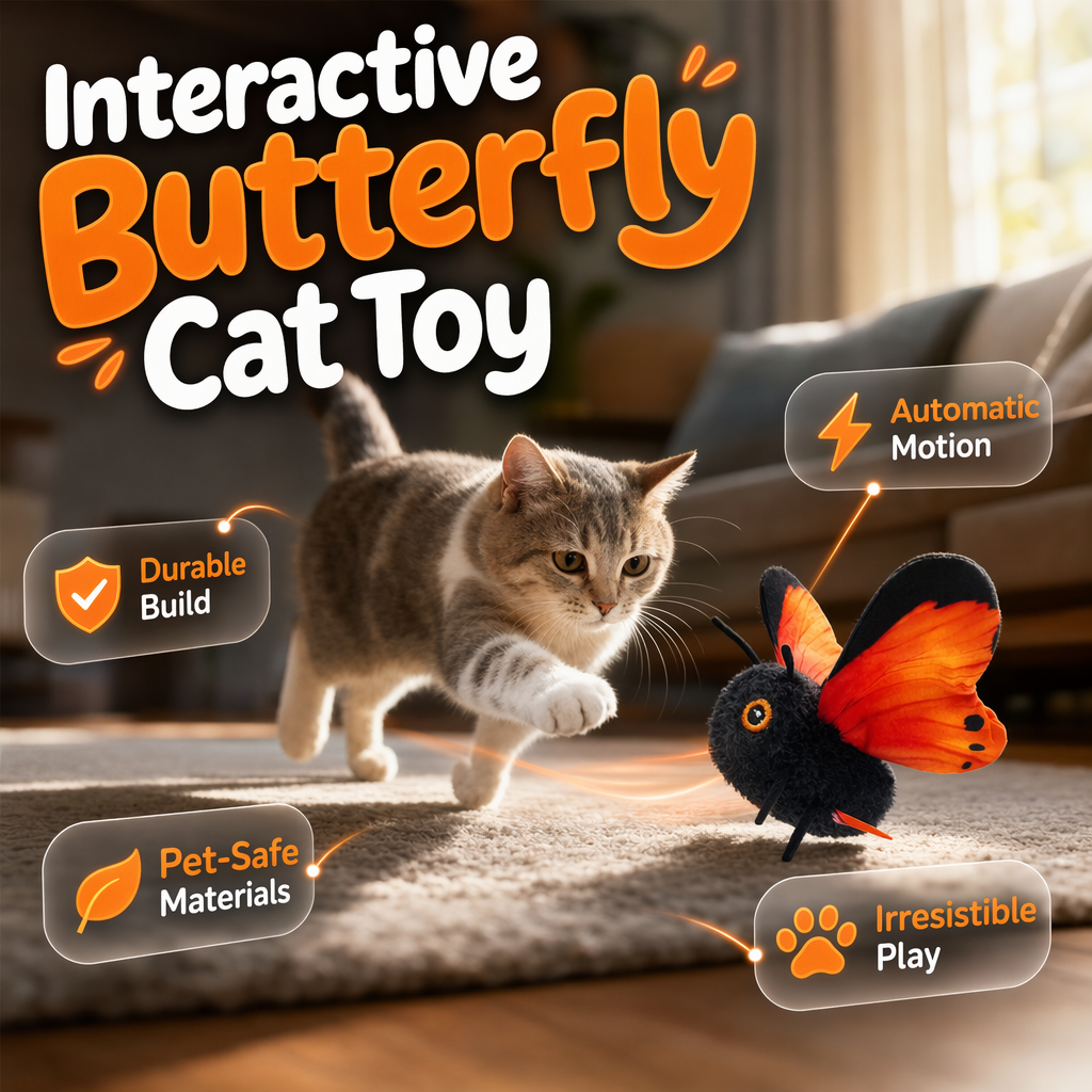 🐱🪸 50% OFF! ⚡ Smart Sensing Automatic Flapping Butterfly Cat Toy – Interactive Electric Pet Play Toy for Indoor Cats