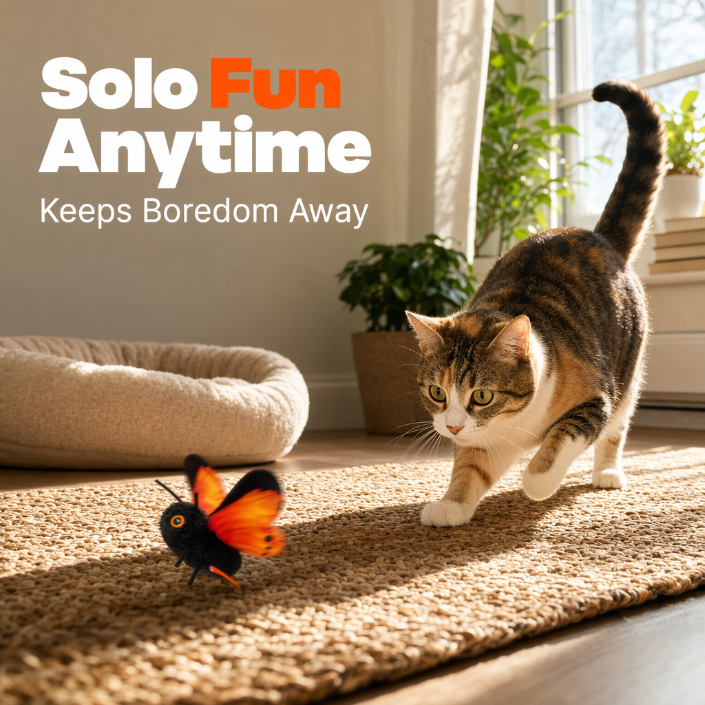 🐱🪸 50% OFF! ⚡ Smart Sensing Automatic Flapping Butterfly Cat Toy – Interactive Electric Pet Play Toy for Indoor Cats
