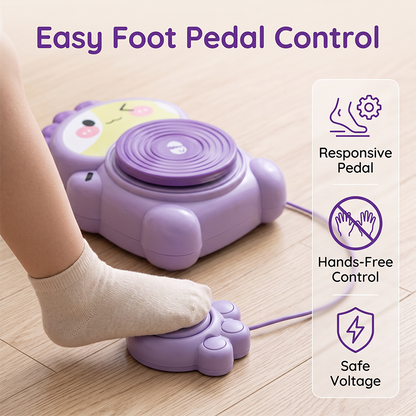 ✨ Kids Electric Pottery Wheel DIY Studio Craft Kit – Hands-Free Foot Pedal Speed Control, Ultra-Smooth Non-Toxic Air-Dry Clay, 12 Vibrant Washable Paints & Mess-Free Splash Guard Tray – 2 Colors 🏺