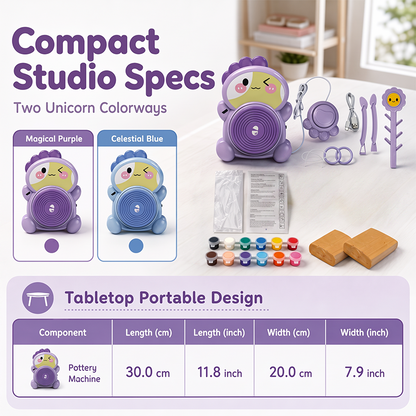 ✨ Kids Electric Pottery Wheel DIY Studio Craft Kit – Hands-Free Foot Pedal Speed Control, Ultra-Smooth Non-Toxic Air-Dry Clay, 12 Vibrant Washable Paints & Mess-Free Splash Guard Tray – 2 Colors 🏺