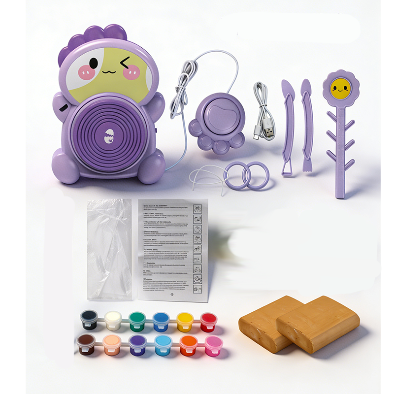 ✨ Kids Electric Pottery Wheel DIY Studio Craft Kit – Hands-Free Foot Pedal Speed Control, Ultra-Smooth Non-Toxic Air-Dry Clay, 12 Vibrant Washable Paints & Mess-Free Splash Guard Tray – 2 Colors 🏺