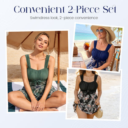 🎉 2026 Sale — Over 36,200 Sold!🌊 Plus Size Tummy Control 2‑Piece Swimsuit Set – Elegant ✨