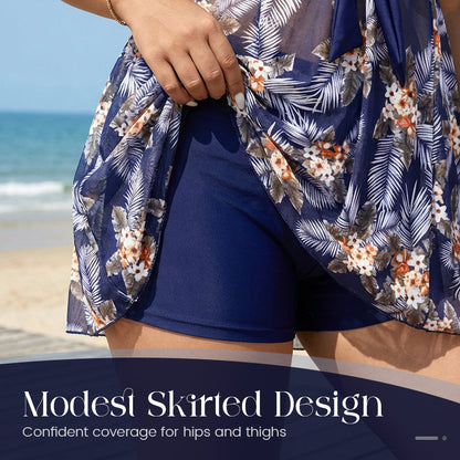 🎉 2026 Sale — Over 36,200 Sold!🌊 Plus Size Tummy Control 2‑Piece Swimsuit Set – Elegant ✨