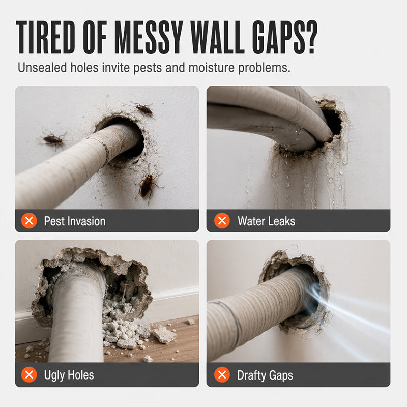 📢📢50% OFF !! ⏰🧱 Waterproof Wall Hole Sealing Clay for Air Conditioner Pipes — 6-Pack Moldable Sealant Putty for Pipe Gaps & Wall Holes | Tool-Free Application