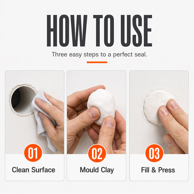 📢📢50% OFF !! ⏰🧱 Waterproof Wall Hole Sealing Clay for Air Conditioner Pipes — 6-Pack Moldable Sealant Putty for Pipe Gaps & Wall Holes | Tool-Free Application