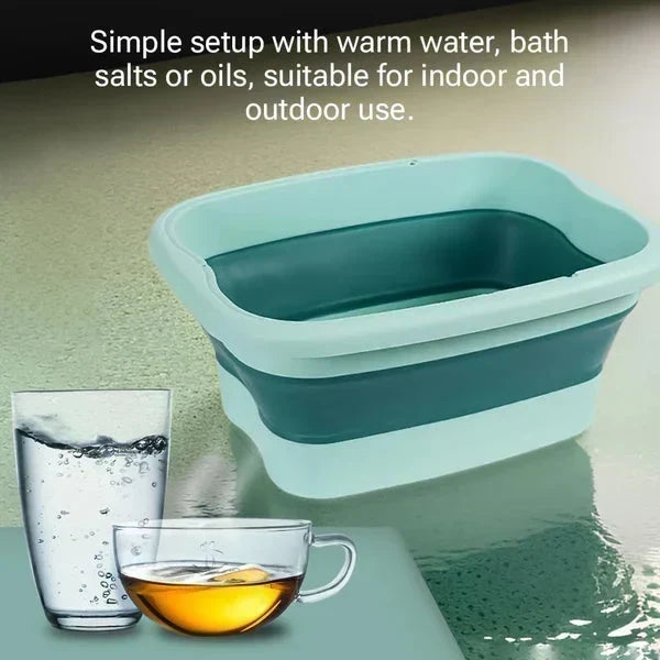 🦶 LIMITED TIME 50% OFF! ✨ Collapsible Foot Spa Basin with Lid – Portable Silicone Foot Soak Tub with Massage Rollers for Home Relaxation 🛁