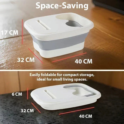 🦶 LIMITED TIME 50% OFF! ✨ Collapsible Foot Spa Basin with Lid – Portable Silicone Foot Soak Tub with Massage Rollers for Home Relaxation 🛁