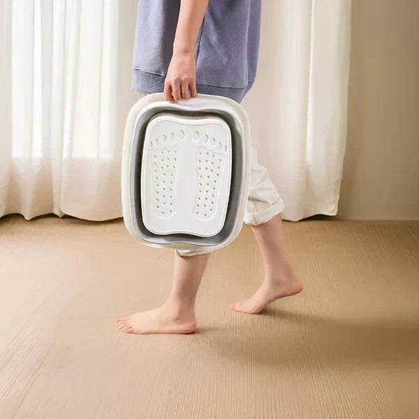 🦶 LIMITED TIME 50% OFF! ✨ Collapsible Foot Spa Basin with Lid – Portable Silicone Foot Soak Tub with Massage Rollers for Home Relaxation 🛁