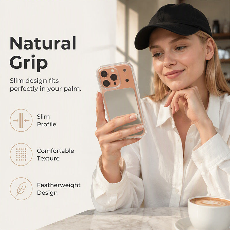 💞 Shockproof Makeup Mirror Phone Case – Slim, Integrated HD Mirror & Armor Grade Protection ✨
