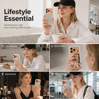 💞 Shockproof Makeup Mirror Phone Case – Slim, Integrated HD Mirror & Armor Grade Protection ✨