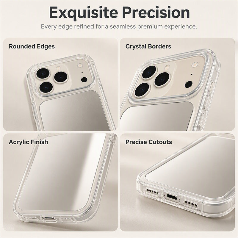 💞 Shockproof Makeup Mirror Phone Case – Slim, Integrated HD Mirror & Armor Grade Protection ✨