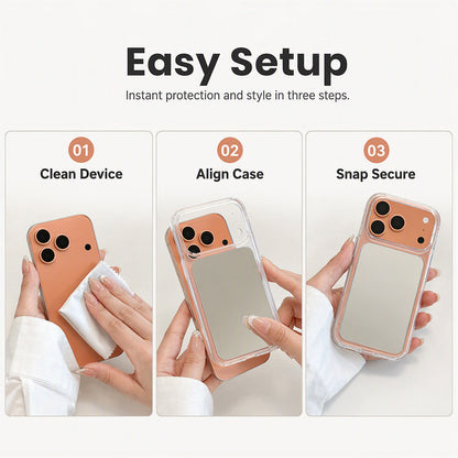 💞 Shockproof Makeup Mirror Phone Case – Slim, Integrated HD Mirror & Armor Grade Protection ✨