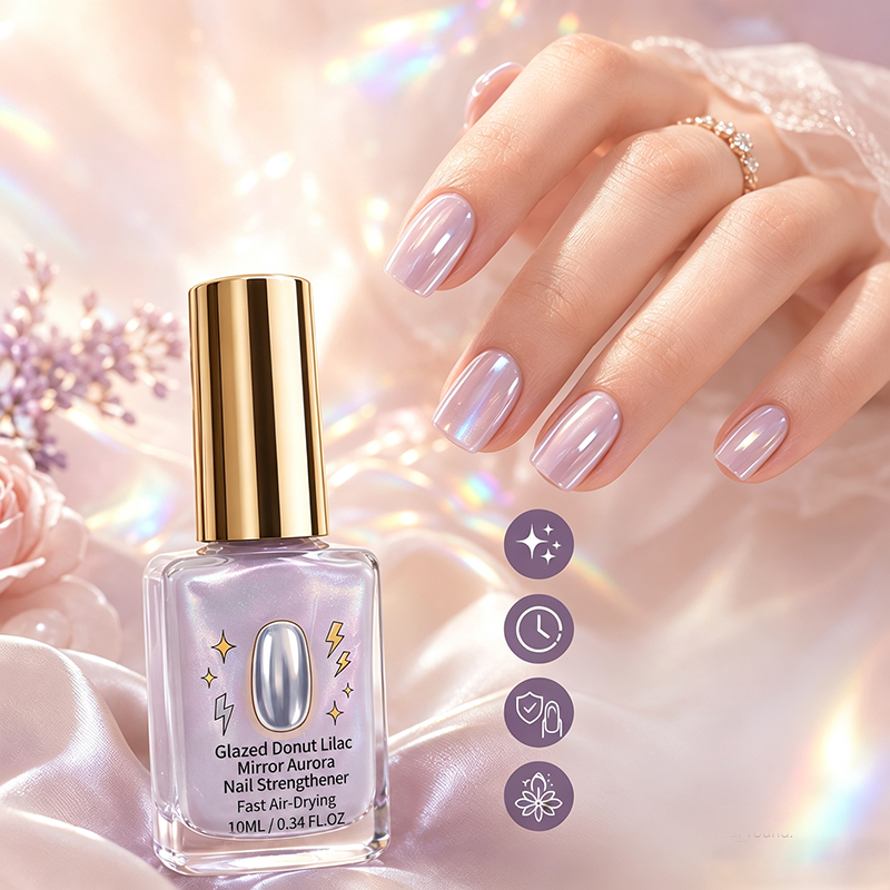 📢📢40% OFF !! ⏰Lilac Glossy Mirror Nail Strengthener
