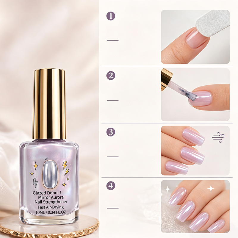 📢📢40% OFF !! ⏰Lilac Glossy Mirror Nail Strengthener