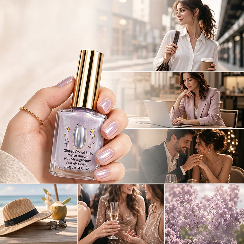 📢📢Buy 1 get 1 free !! ⏰Lilac Glossy Mirror Nail Strengthener