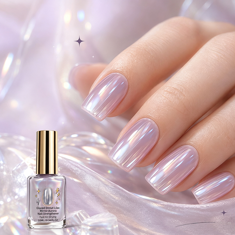 📢📢40% OFF !! ⏰Lilac Glossy Mirror Nail Strengthener