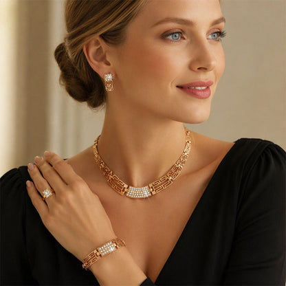 📢📢40% OFF !! ⏰Elegant Rhinestone Jewelry 4-Piece Set