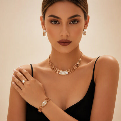 📢📢40% OFF !! ⏰Elegant Rhinestone Jewelry 4-Piece Set