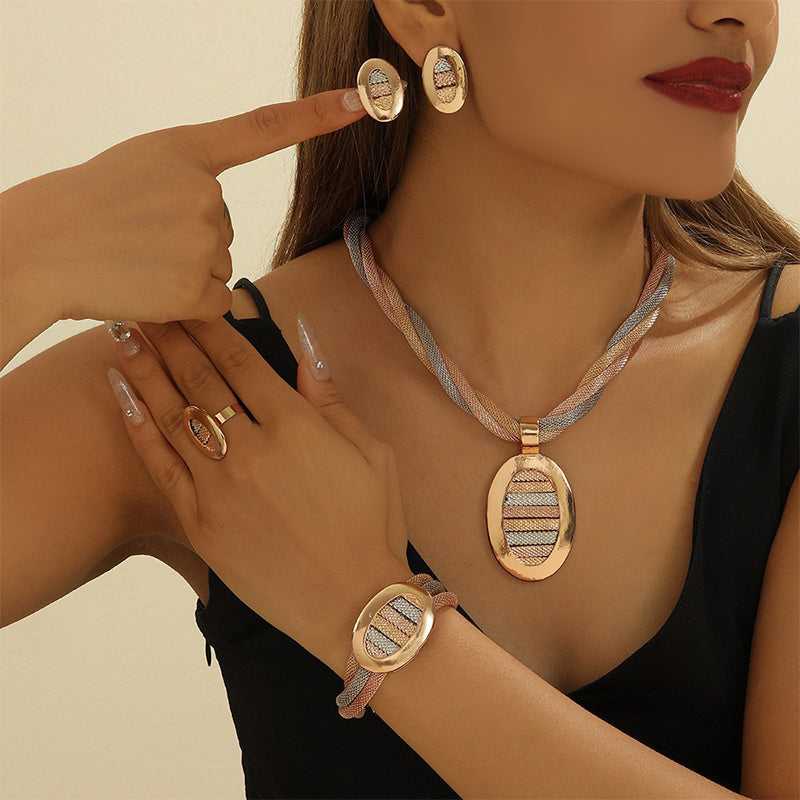 📢📢40% OFF !! ⏰Elegant Rhinestone Jewelry 4-Piece Set