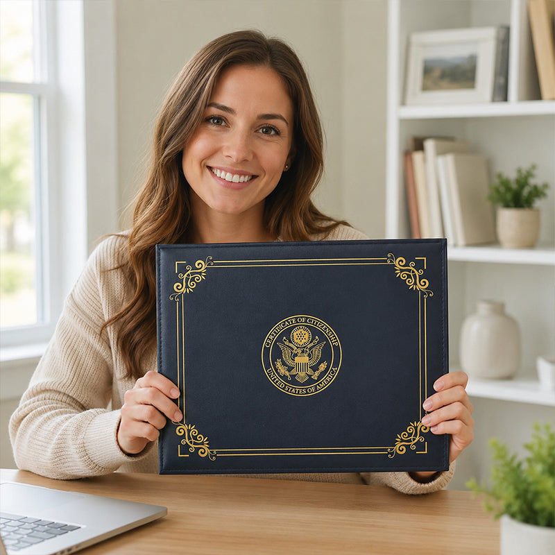 📢📢40% OFF !! ⏰United States Birth Certificate Holder Elegant Gold Foil Protective Cover