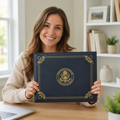 📢📢40% OFF !! ⏰United States Birth Certificate Holder Elegant Gold Foil Protective Cover