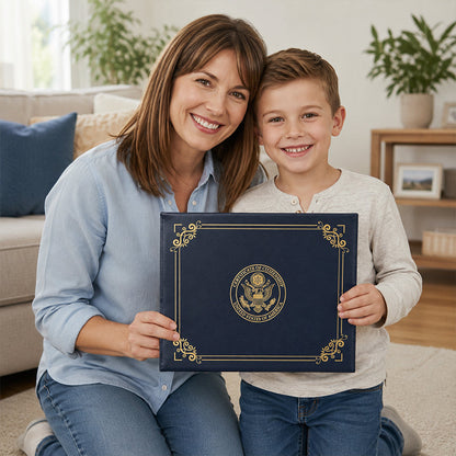 📢📢40% OFF !! ⏰United States Birth Certificate Holder Elegant Gold Foil Protective Cover