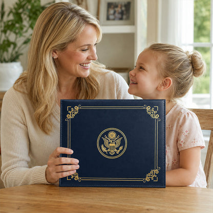 📢📢40% OFF !! ⏰United States Birth Certificate Holder Elegant Gold Foil Protective Cover