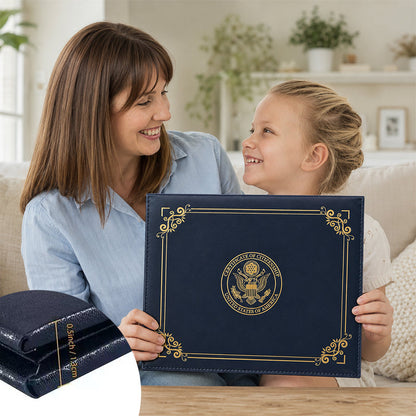 📢📢40% OFF !! ⏰United States Birth Certificate Holder Elegant Gold Foil Protective Cover