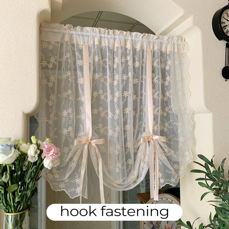 📢📢50% OFF !! ⏰Embroidered Floral Tie-Up Sheer Curtain
