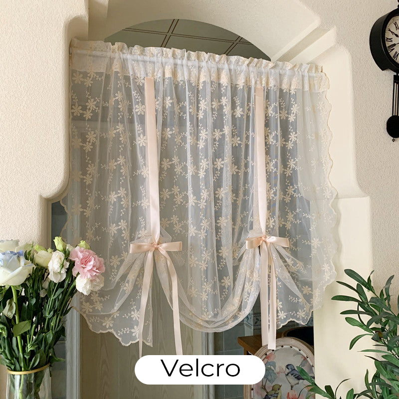 📢📢50% OFF !! ⏰Embroidered Floral Tie-Up Sheer Curtain