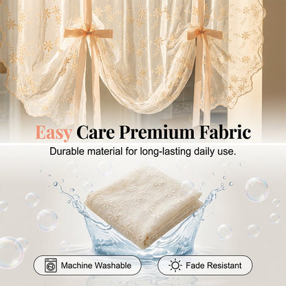 📢📢50% OFF !! ⏰Embroidered Floral Tie-Up Sheer Curtain