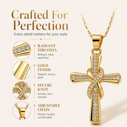 💫 LIMITED TIME 50% OFF! Women's Sparkling Twisted Knot Cross Pendant Necklace – Elegant Faith-Inspired Design with Brilliant Shine ✨