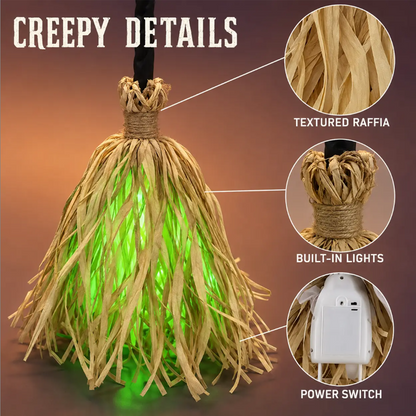 🧙 Bring Your Garden to Life This Halloween – Animated Witch Broom with Lights & Spooky Sounds