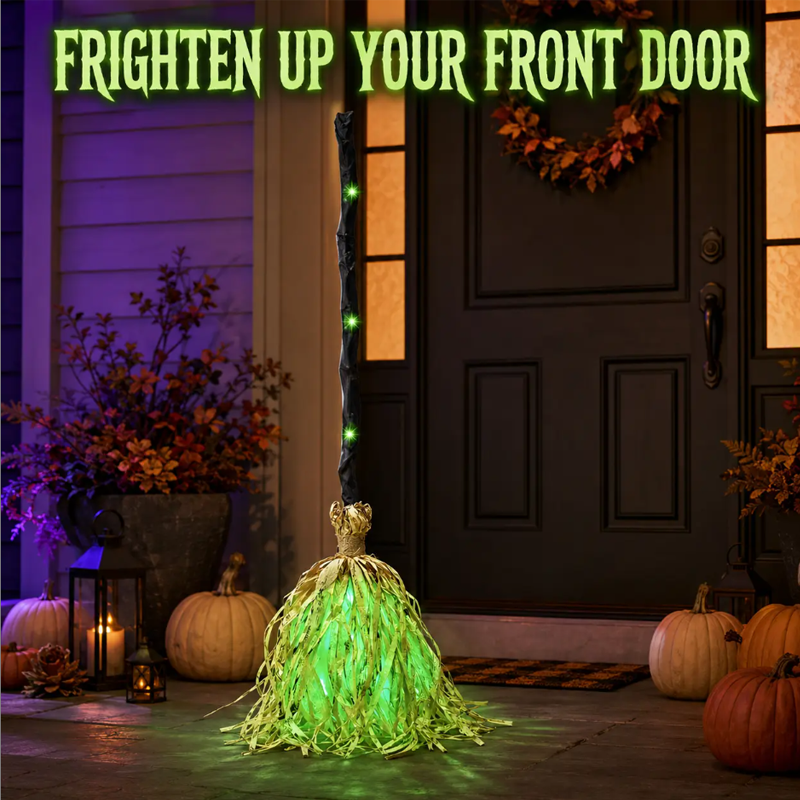 🧙 Bring Your Garden to Life This Halloween – Animated Witch Broom with Lights & Spooky Sounds