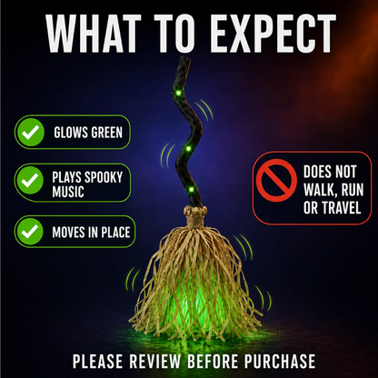 🧙 Bring Your Garden to Life This Halloween – Animated Witch Broom with Lights & Spooky Sounds