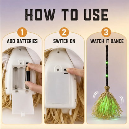 🧙 Bring Your Garden to Life This Halloween – Animated Witch Broom with Lights & Spooky Sounds
