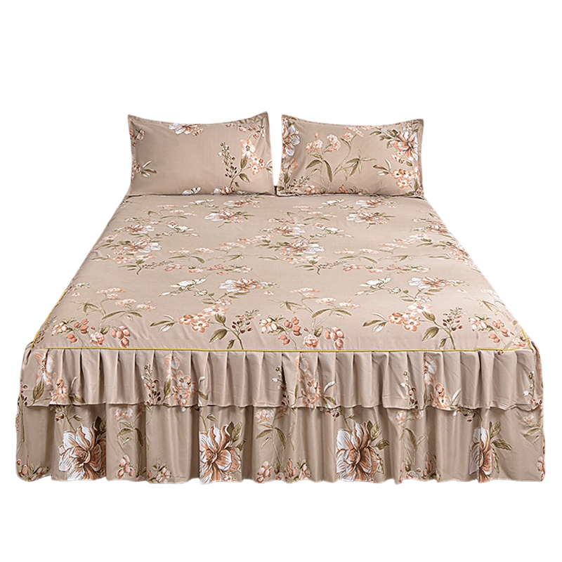 🌸 LIMITED TIME 50% OFF! 3-Piece Floral Ruffled Bed Skirt – Decorative Bedroom Bedding Set with Pillowcases ✨
