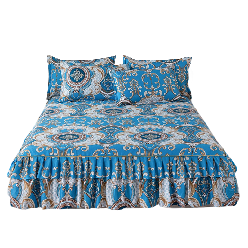 🌸 LIMITED TIME 50% OFF! 3-Piece Floral Ruffled Bed Skirt – Decorative Bedroom Bedding Set with Pillowcases ✨