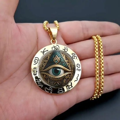 🎉 LIMITED TIME 50% OFF! 👁️ Vintage All Seeing Eye Pendant Necklace – Intricate Motif, Lightweight Zinc Alloy & Versatile Style ✨