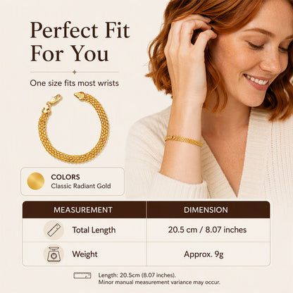 🎉 LIMITED TIME 50% OFF! ✨ 14K Gold-Plated Wide Woven Mesh Bracelet – Elegant Statement Piece, Lightweight & Hypoallergenic ✨